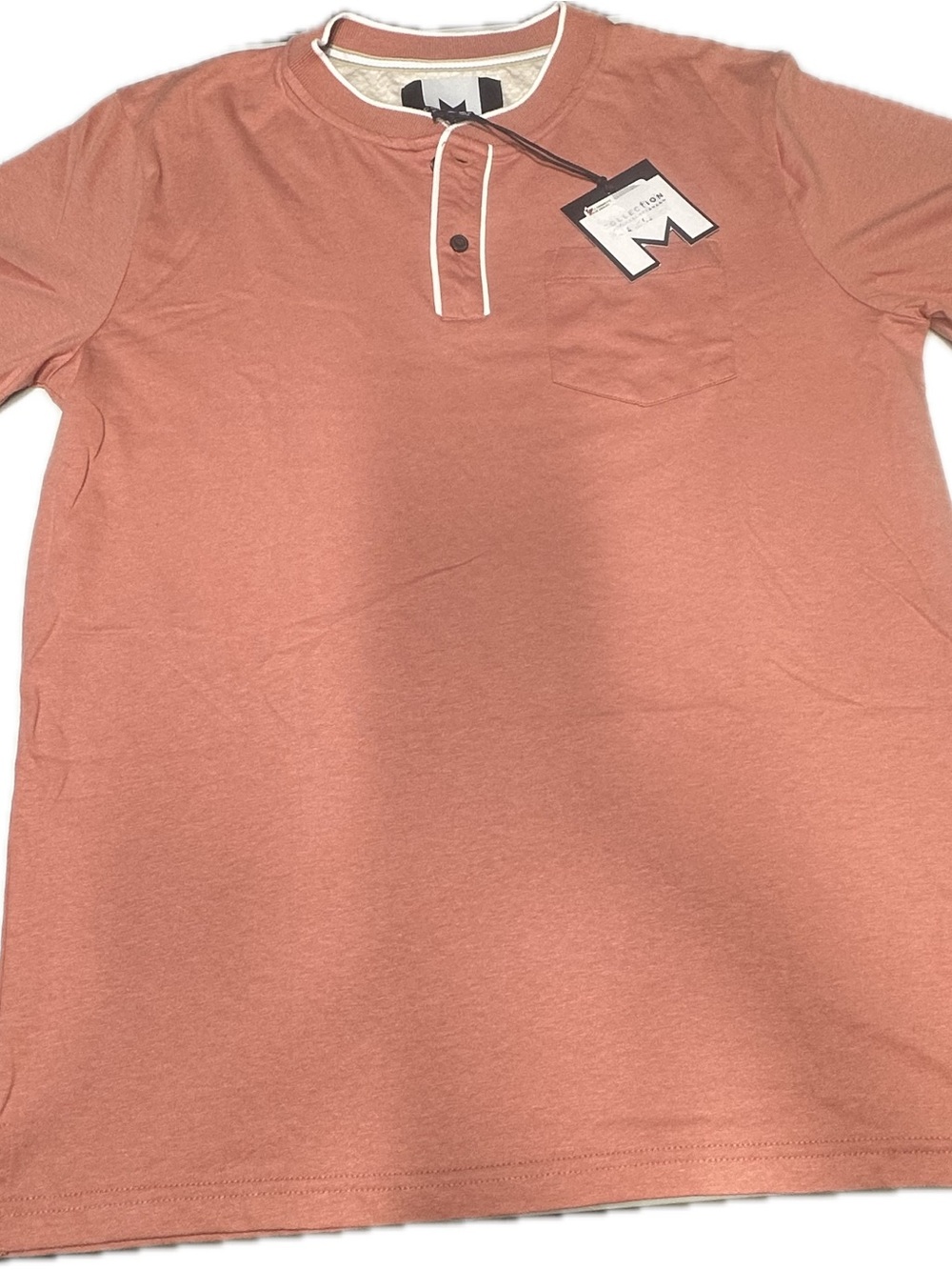 Men's Short Sleeve Henley Pocket Tee - Dusty Coral